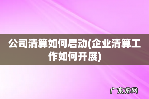企业清算工作如何开展 公司清算如何启动
