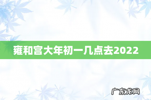 雍和宫大年初一几点去2022