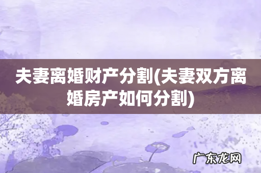 夫妻双方离婚房产如何分割 夫妻离婚财产分割