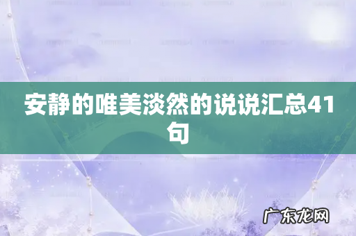 安静的唯美淡然的说说汇总41句