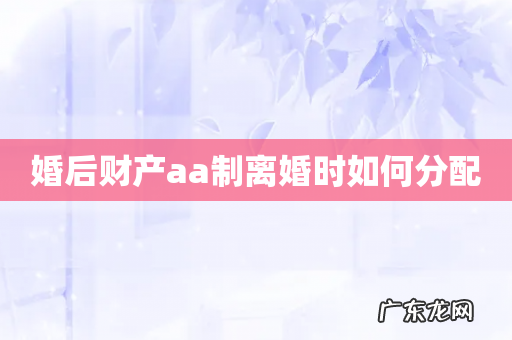 婚后财产aa制离婚时如何分配