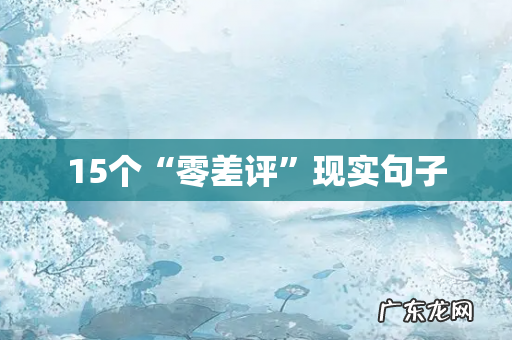 15个“零差评”现实句子