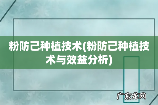 粉防己种植技术与效益分析 粉防己种植技术
