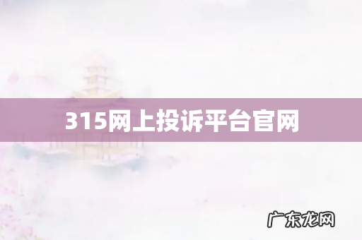 315网上投诉平台官网