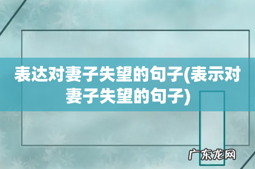 表示对妻子失望的句子 表达对妻子失望的句子