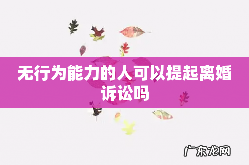 无行为能力的人可以提起离婚诉讼吗