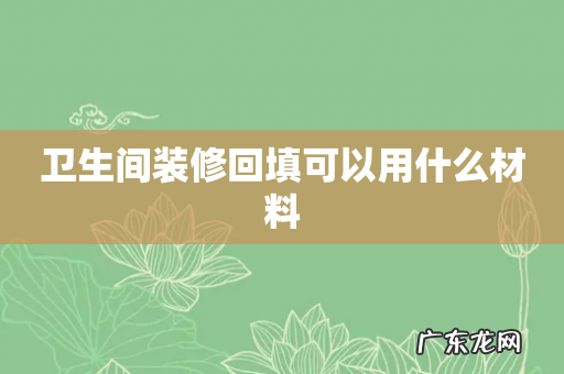 卫生间装修回填可以用什么材料