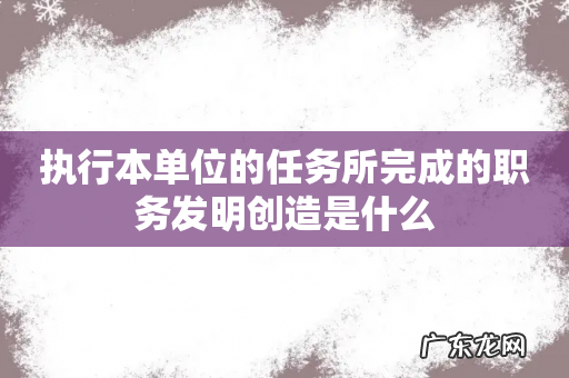 执行本单位的任务所完成的职务发明创造是什么