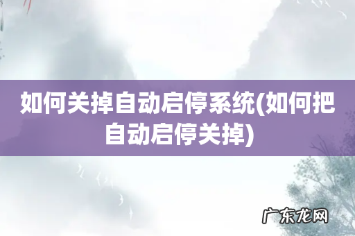 如何把自动启停关掉 如何关掉自动启停系统