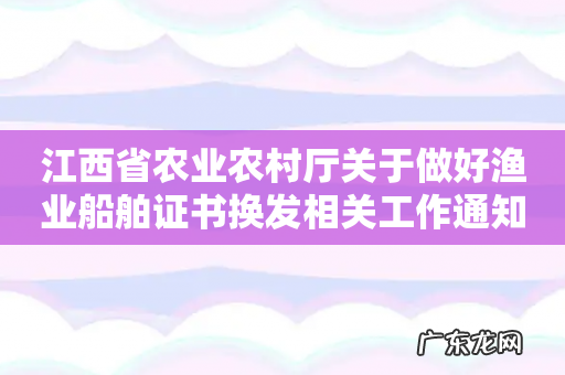 江西省农业农村厅关于做好渔业船舶证书换发相关工作通知