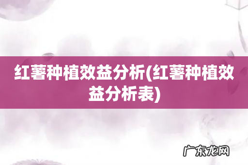 红薯种植效益分析表 红薯种植效益分析