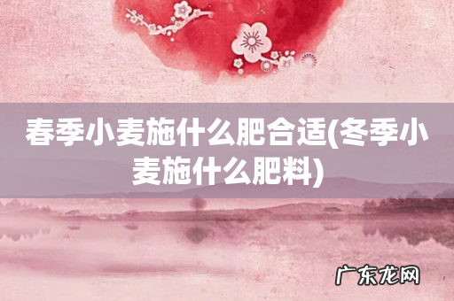 冬季小麦施什么肥料 春季小麦施什么肥合适