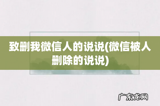 微信被人删除的说说 致删我微信人的说说