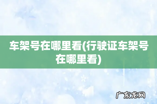 行驶证车架号在哪里看 车架号在哪里看