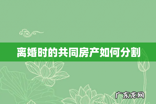 离婚时的共同房产如何分割