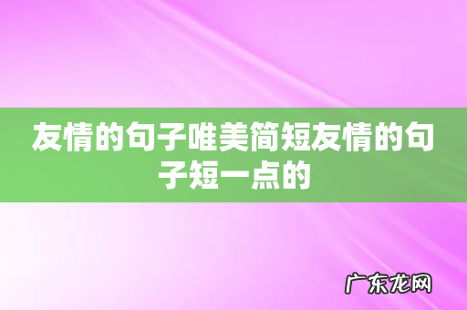 友情的句子唯美简短友情的句子短一点的