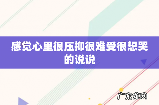感觉心里很压抑很难受很想哭的说说