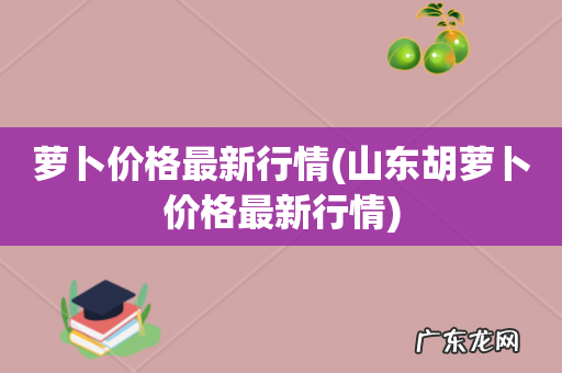 山东胡萝卜价格最新行情 萝卜价格最新行情