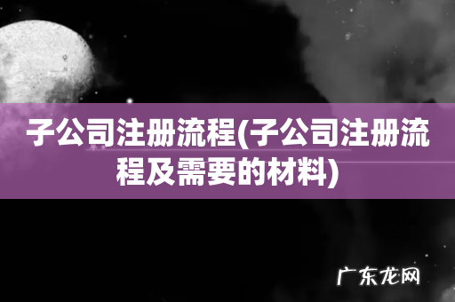 子公司注册流程及需要的材料 子公司注册流程