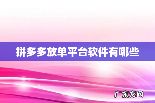 拼多多放单平台软件有哪些