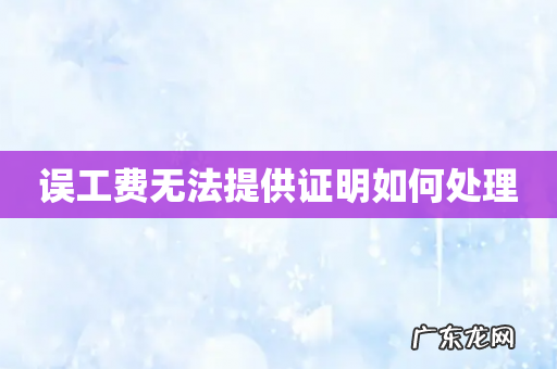 误工费无法提供证明如何处理