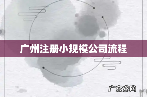 广州注册小规模公司流程