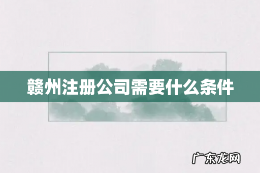 赣州注册公司需要什么条件