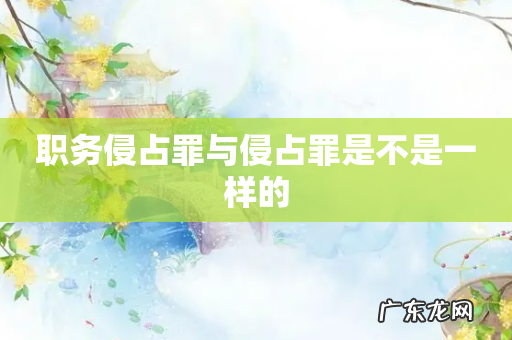 职务侵占罪与侵占罪是不是一样的