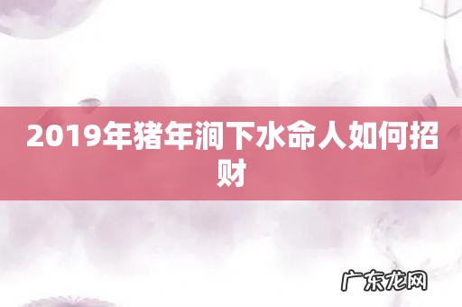 2019年猪年涧下水命人如何招财