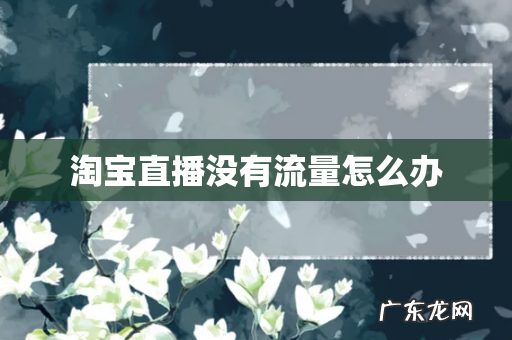 淘宝直播没有流量怎么办