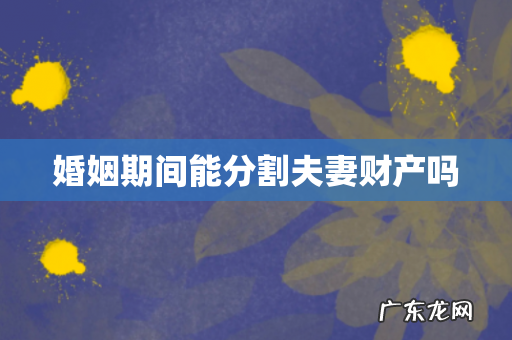 婚姻期间能分割夫妻财产吗