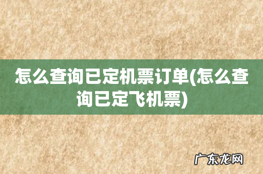 怎么查询已定飞机票 怎么查询已定机票订单