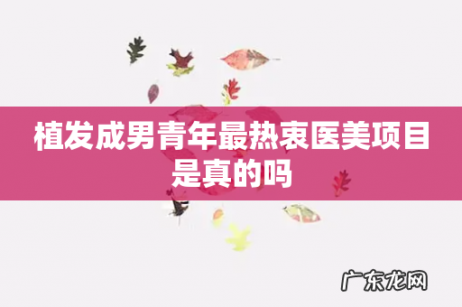 植发成男青年最热衷医美项目是真的吗