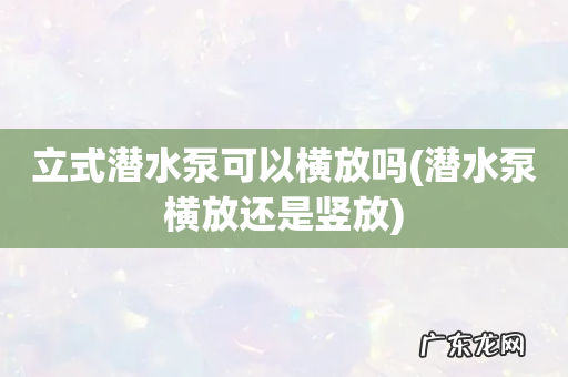 潜水泵横放还是竖放 立式潜水泵可以横放吗