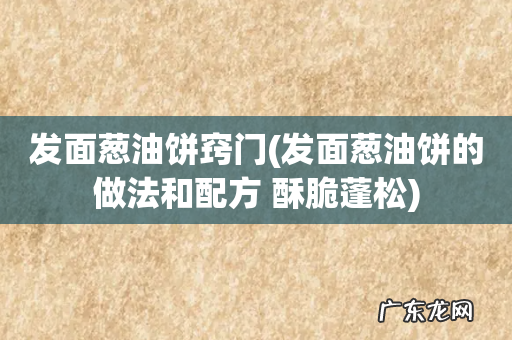 发面葱油饼的做法和配方 酥脆蓬松 发面葱油饼窍门