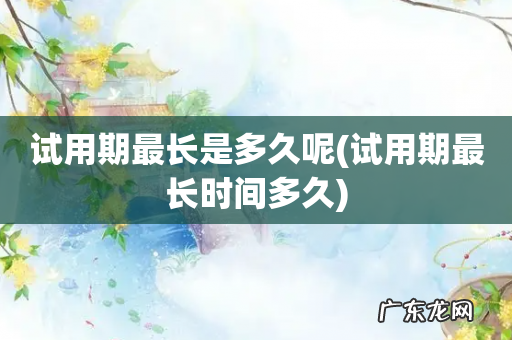 试用期最长时间多久 试用期最长是多久呢