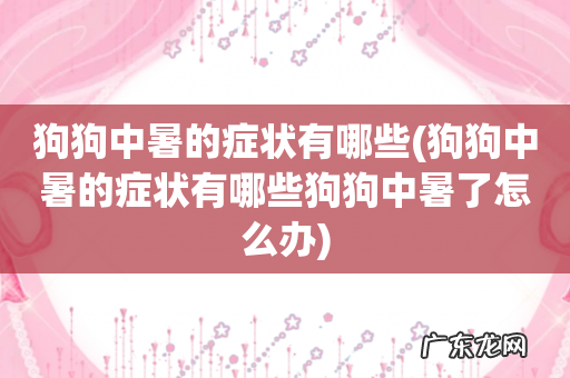 狗狗中暑的症状有哪些狗狗中暑了怎么办 狗狗中暑的症状有哪些