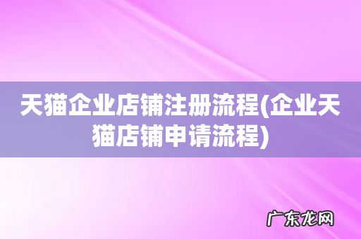 企业天猫店铺申请流程 天猫企业店铺注册流程