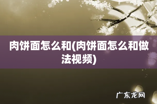 肉饼面怎么和做法视频 肉饼面怎么和
