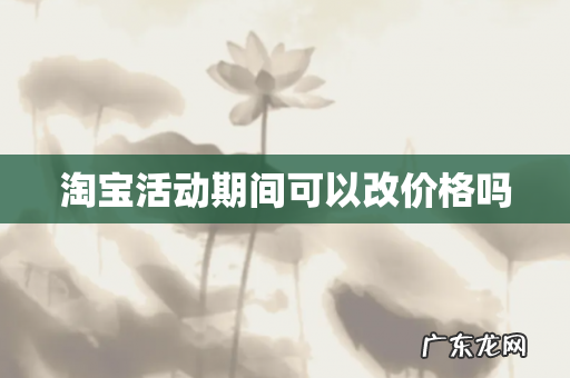 淘宝活动期间可以改价格吗