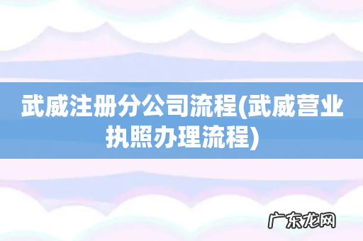 武威营业执照办理流程 武威注册分公司流程