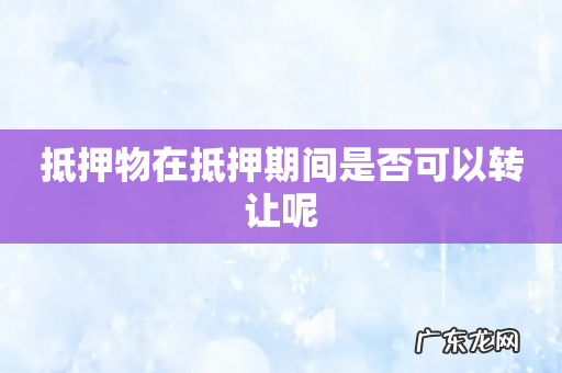 抵押物在抵押期间是否可以转让呢