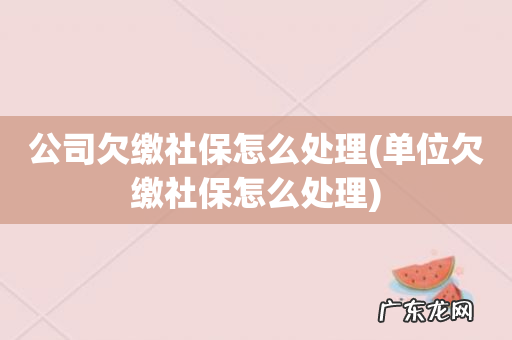 单位欠缴社保怎么处理 公司欠缴社保怎么处理
