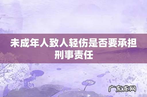 未成年人致人轻伤是否要承担刑事责任