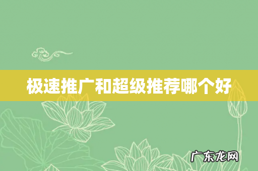 极速推广和超级推荐哪个好