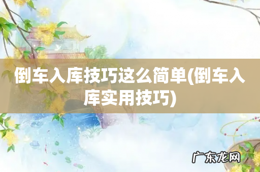 倒车入库实用技巧 倒车入库技巧这么简单