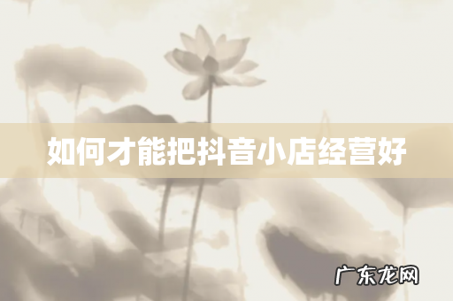如何才能把抖音小店经营好