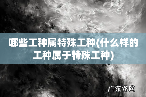 什么样的工种属于特殊工种 哪些工种属特殊工种
