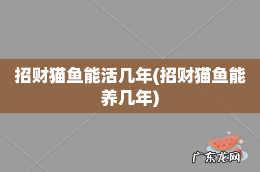 招财猫鱼能养几年 招财猫鱼能活几年