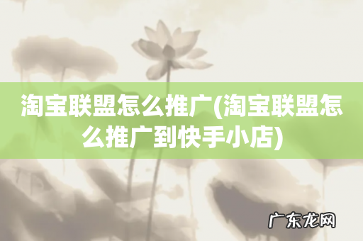 淘宝联盟怎么推广到快手小店 淘宝联盟怎么推广